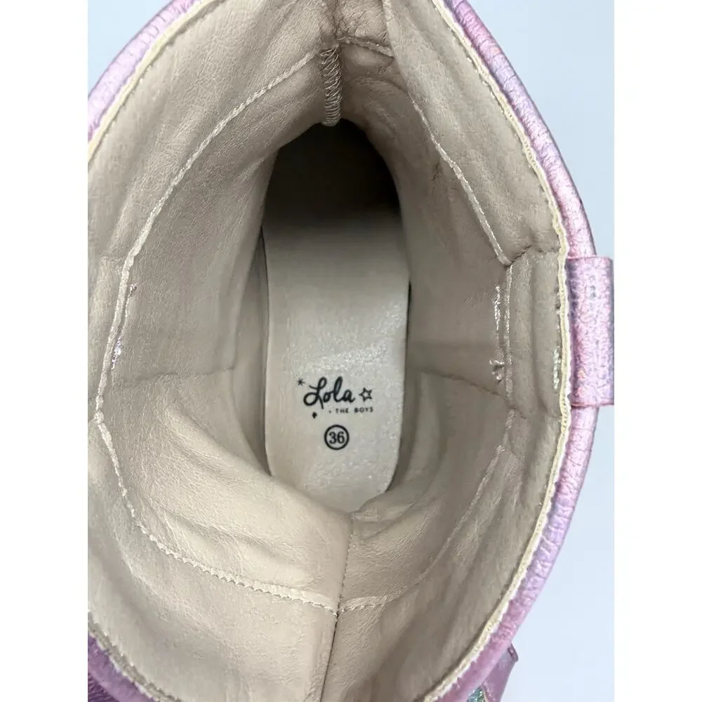 Lola + The Boys Cowgirl Western Boots 🩷Pink Iridescent 🩷 Girls EU 36/US 5Y